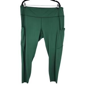 Lululemon Fast and Free High-Rise Green Leggings Side Pocket 25" Size 18